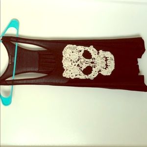 Black racer back, lace skull tank top